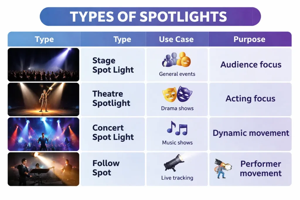 type of spotlights