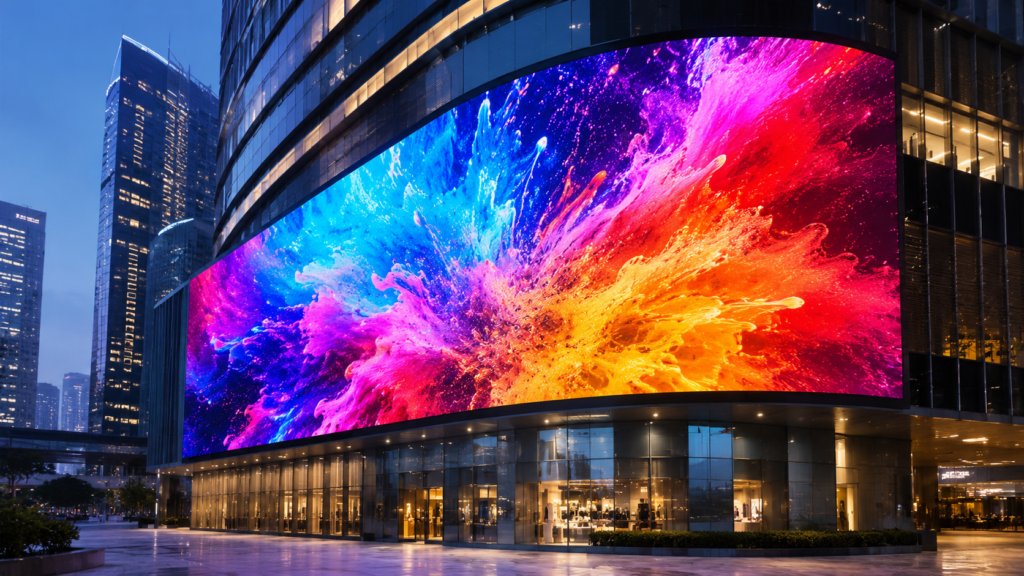 Modern LED display LED screen showing vibrant commercial digital content