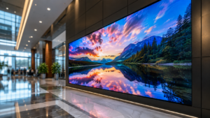 Modern LED screen display showing vibrant digital content in a commercial environment