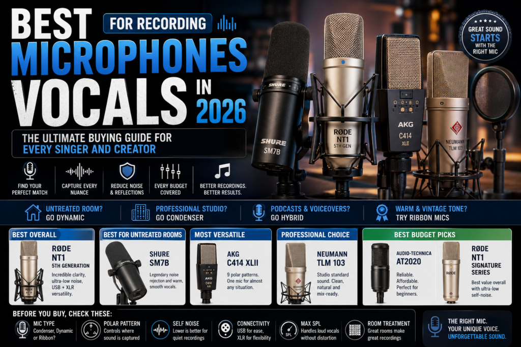 Best Microphones for Recording Vocals in 2026: Top Picks for Every Budget