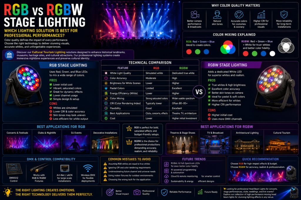RGB vs RGBW Stage Lighting