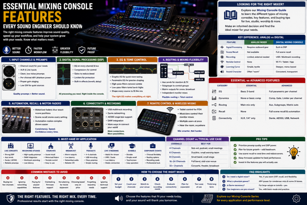 mixing console features